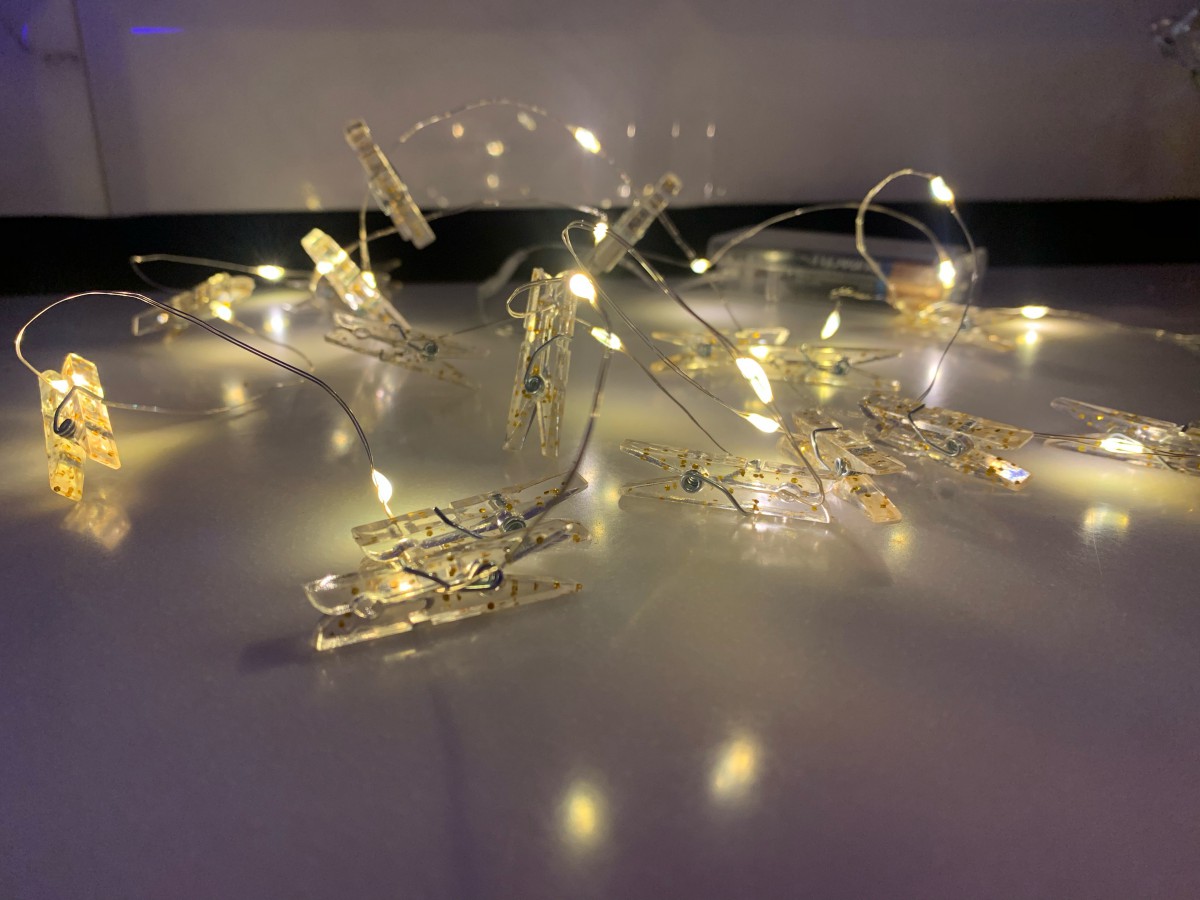  Светодиодная гирлянда LTL с прищепками для фото 16 led Warm White длина 2 метра на батарейках 2 шт AAA