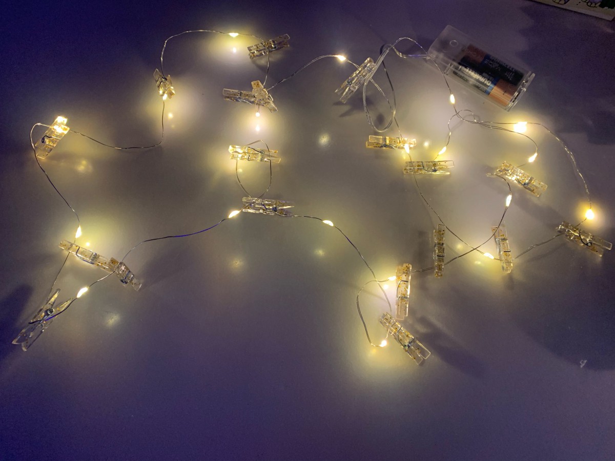  Светодиодная гирлянда LTL с прищепками для фото 16 led Warm White длина 2 метра на батарейках 2 шт AAA