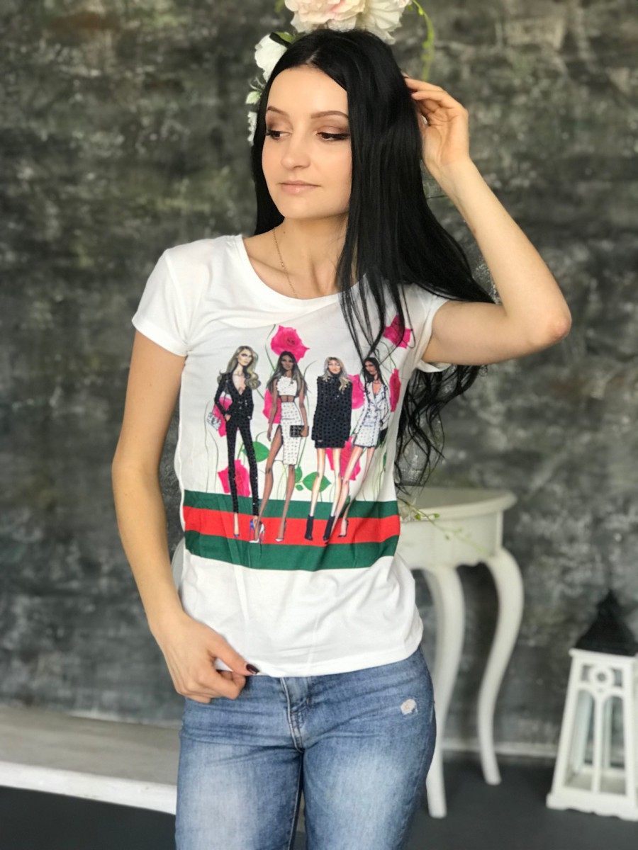 Женская стильная футболка в камнях 