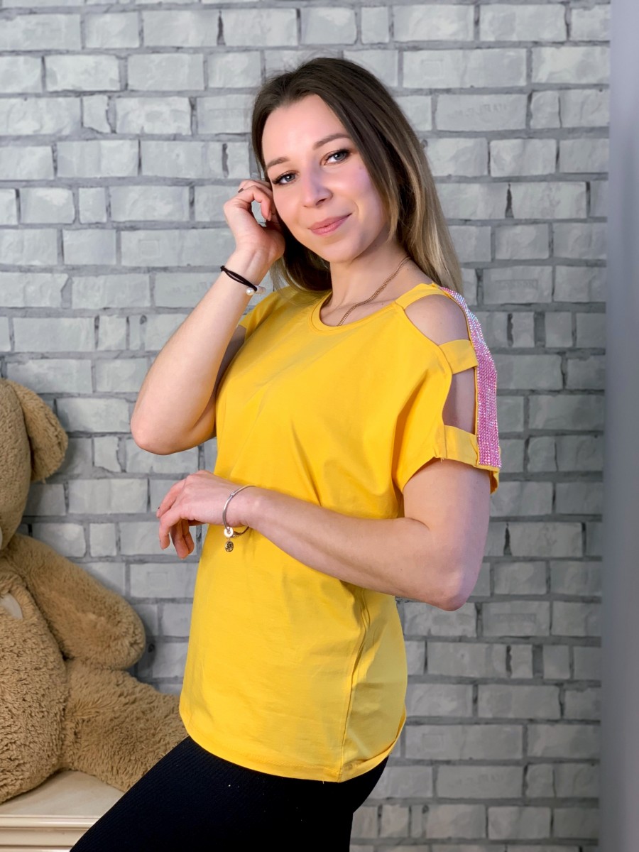 Женская стильная футболка в камнях