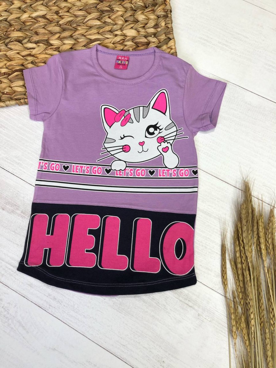Футболка на дівчинку  5-8 Hello Cat
