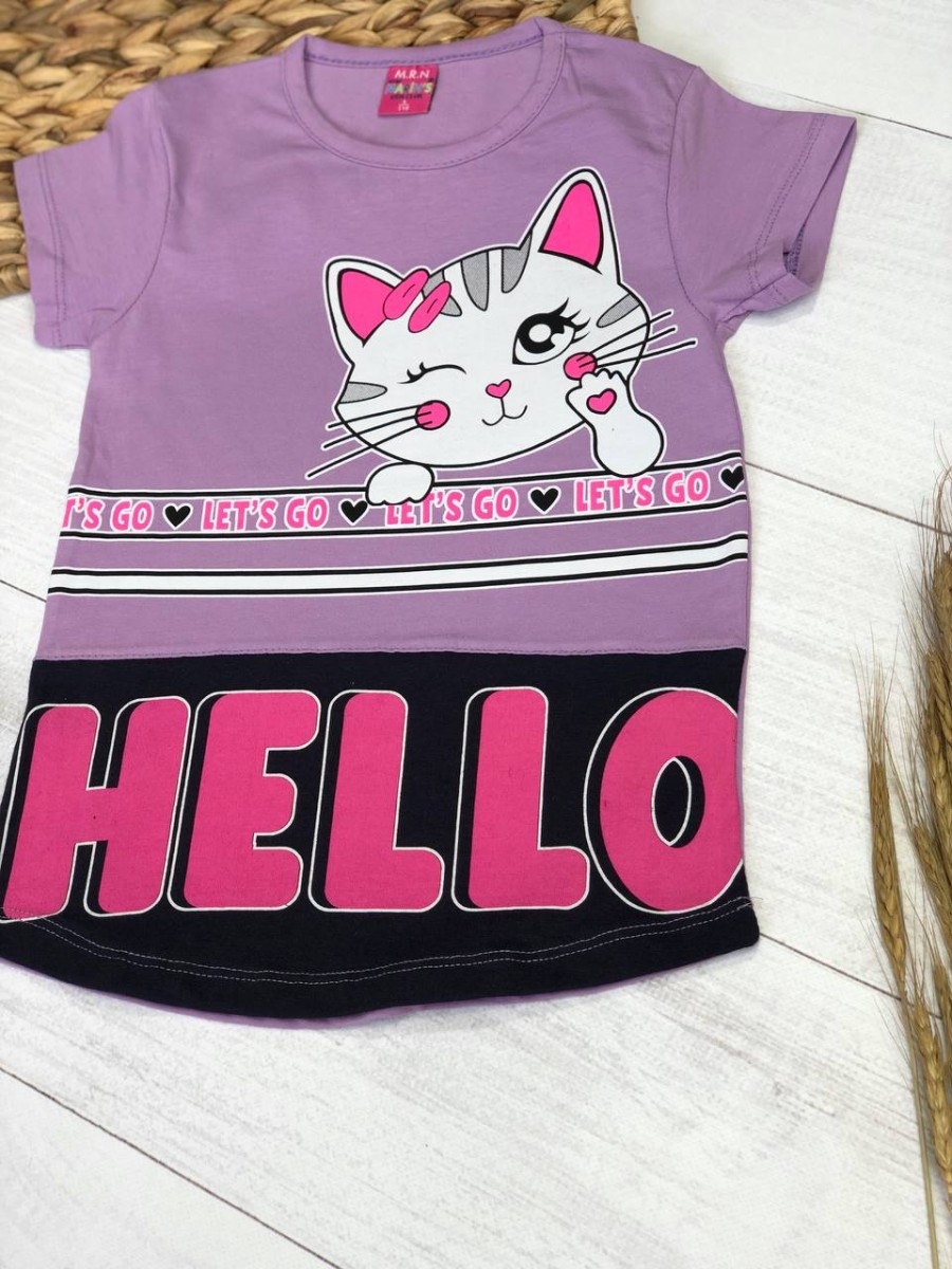Футболка на дівчинку  5-8 Hello Cat