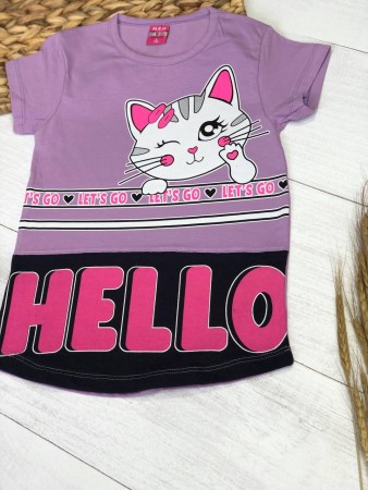 Футболка на дівчинку  5-8 Hello Cat