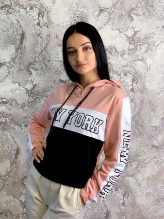 Женская стильная кофта с капюшоном 