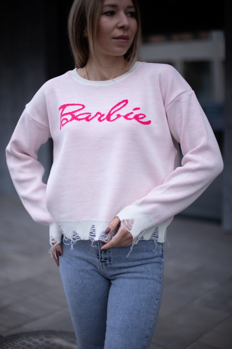 Женский стильный свитер  Barbie рванка (42-48)