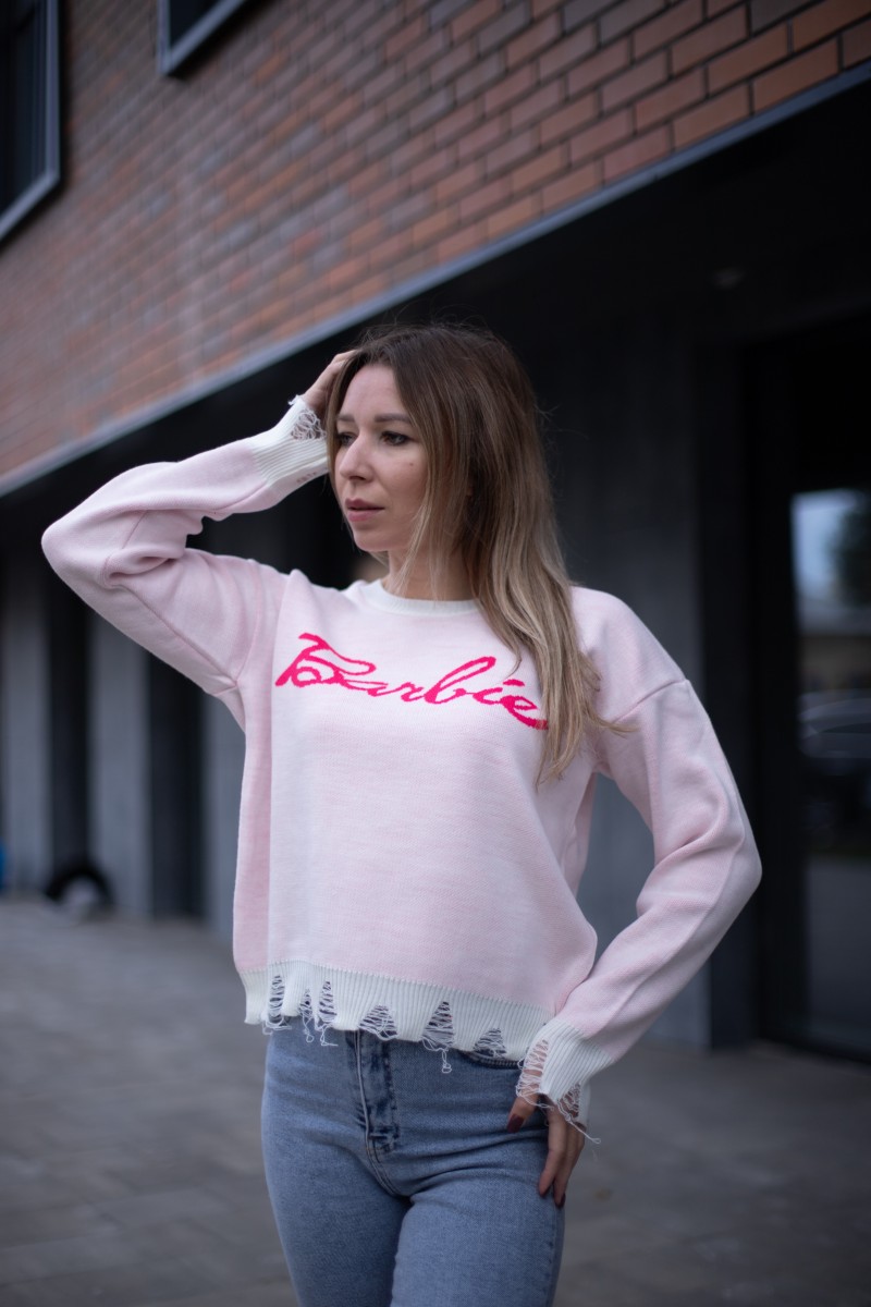 Женский стильный свитер  Barbie рванка (42-48)